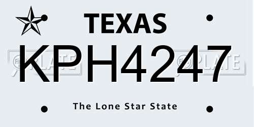 KPH4247 Texas License Plate