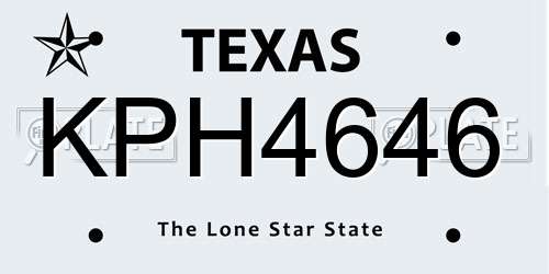 KPH4646 Texas License Plate