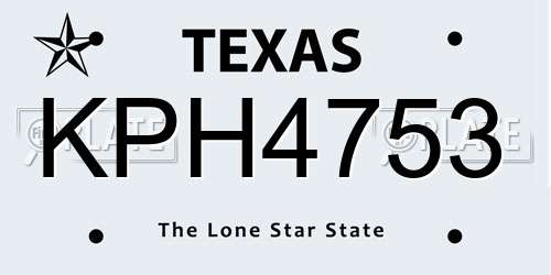 KPH4753 Texas License Plate
