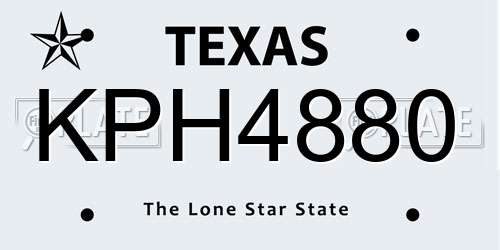 KPH4880 Texas License Plate