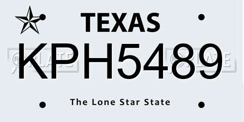 KPH5489 Texas License Plate