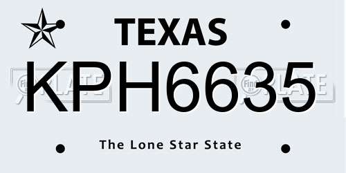 KPH6635 Texas License Plate