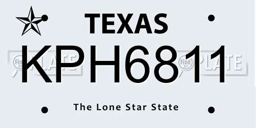 KPH6811 Texas License Plate