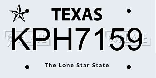 KPH7159 Texas License Plate