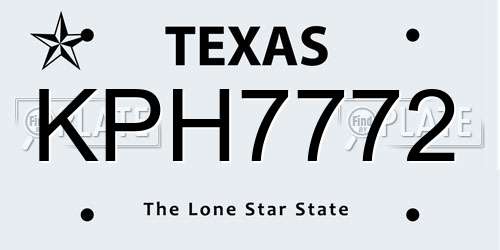 KPH7772 Texas License Plate