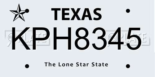 KPH8345 Texas License Plate