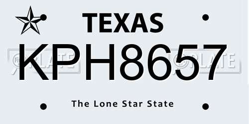 KPH8657 Texas License Plate