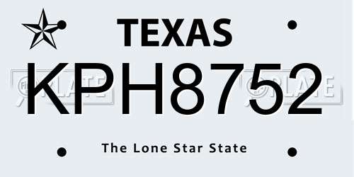 KPH8752 Texas License Plate