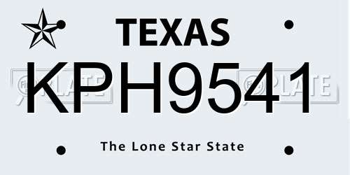 KPH9541 Texas License Plate