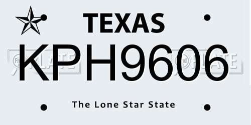 KPH9606 Texas License Plate