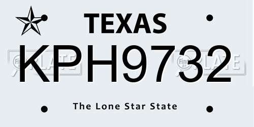KPH9732 Texas License Plate