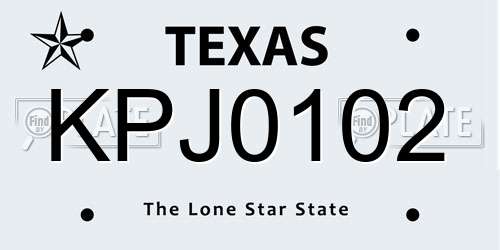 KPJ0102 Texas License Plate