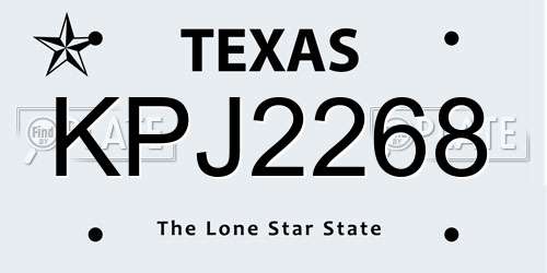 KPJ2268 Texas License Plate