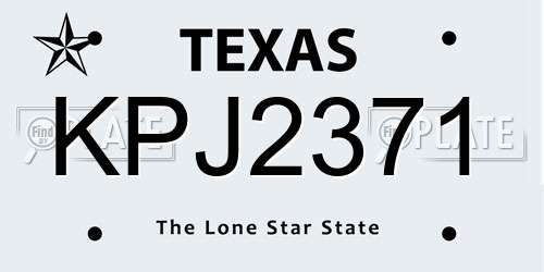 KPJ2371 Texas License Plate