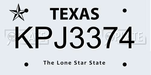 KPJ3374 Texas License Plate