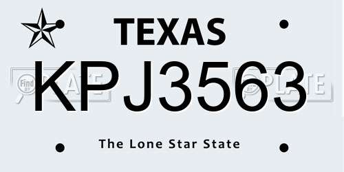 KPJ3563 Texas License Plate