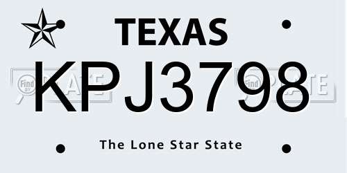 KPJ3798 Texas License Plate