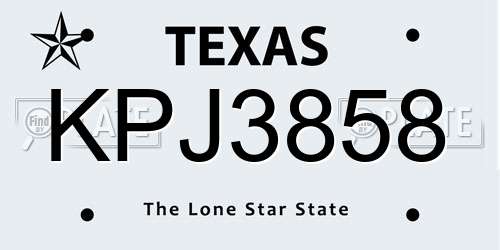 KPJ3858 Texas License Plate