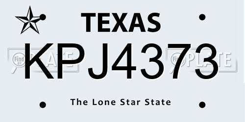 KPJ4373 Texas License Plate