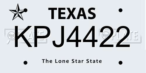 KPJ4422 Texas License Plate