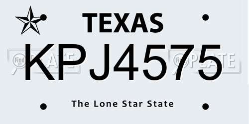 KPJ4575 Texas License Plate