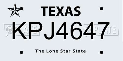 KPJ4647 Texas License Plate