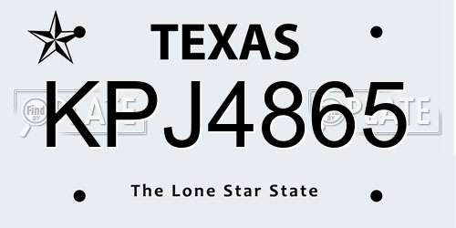 KPJ4865 Texas License Plate