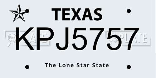 KPJ5757 Texas License Plate