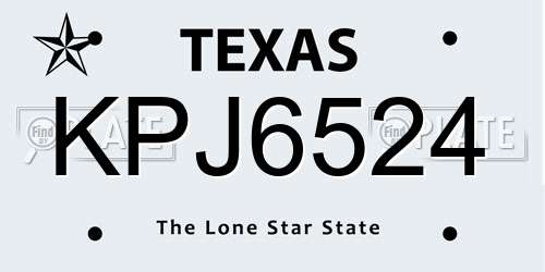 KPJ6524 Texas License Plate