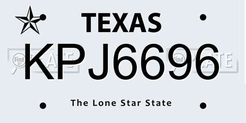 KPJ6696 Texas License Plate