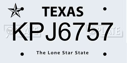 KPJ6757 Texas License Plate
