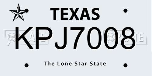 KPJ7008 Texas License Plate