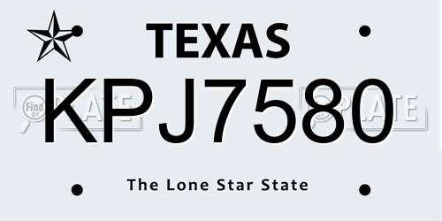 KPJ7580 Texas License Plate