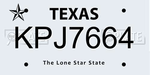 KPJ7664 Texas License Plate