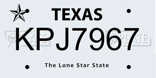 KPJ7967 Texas License Plate