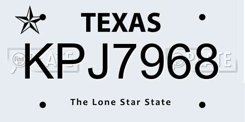 KPJ7968 Texas License Plate