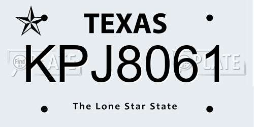 KPJ8061 Texas License Plate