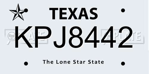 KPJ8442 Texas License Plate