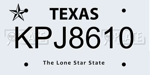 KPJ8610 Texas License Plate