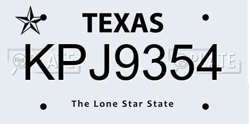 KPJ9354 Texas License Plate