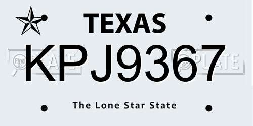 KPJ9367 Texas License Plate
