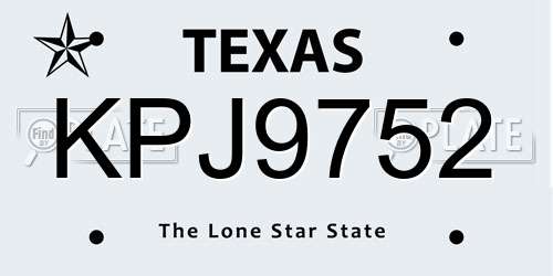 KPJ9752 Texas License Plate