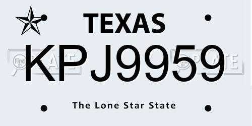 KPJ9959 Texas License Plate