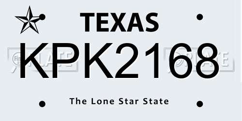 KPK2168 Texas License Plate