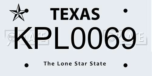 KPL0069 Texas License Plate