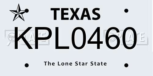 KPL0460 Texas License Plate