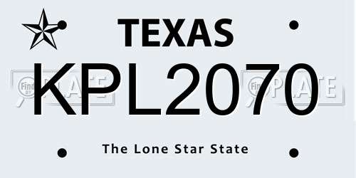 KPL2070 Texas License Plate