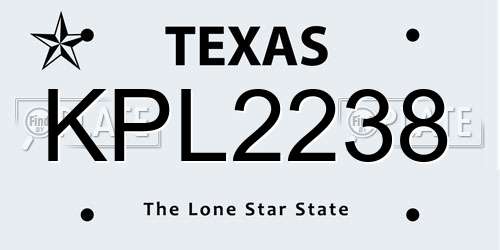 KPL2238 Texas License Plate