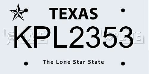 KPL2353 Texas License Plate
