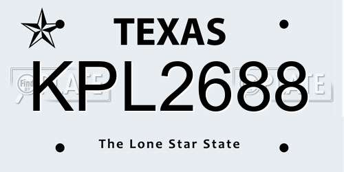 KPL2688 Texas License Plate